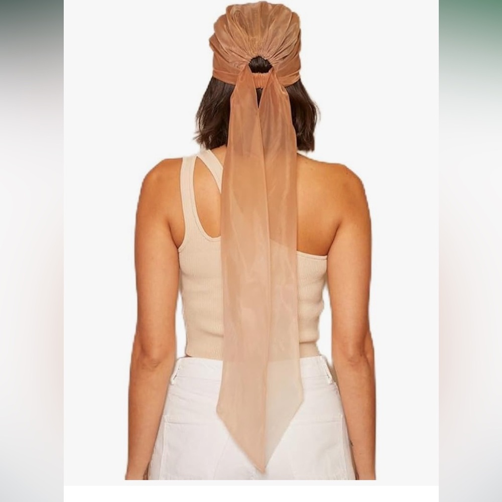 Eugenia Kim Sheer Taupe Head Scarf with Long Tails